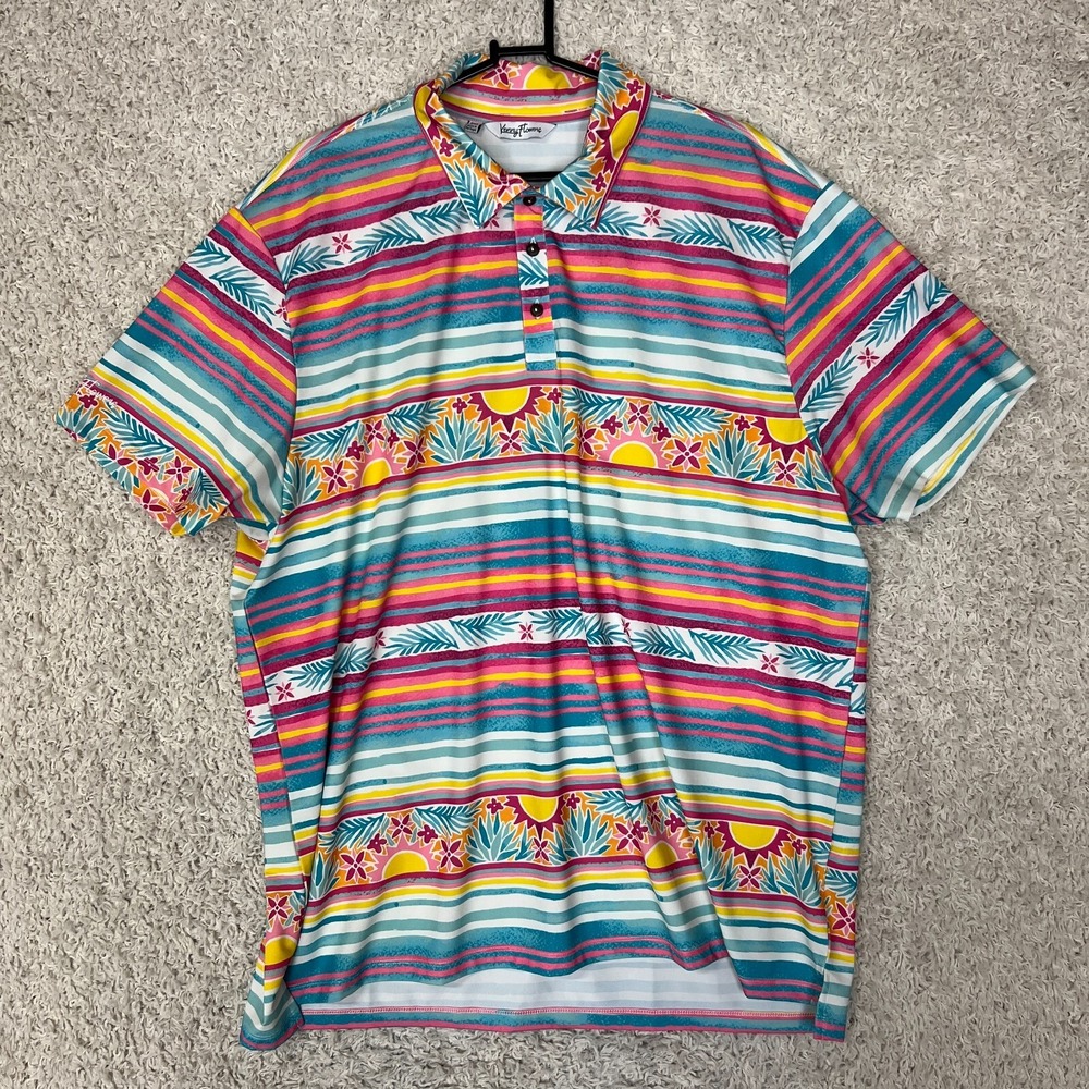 Kenny Flowers Polo Mens 2XL Tropical Golf Short Sleeve Active Shirt Resort Vacay